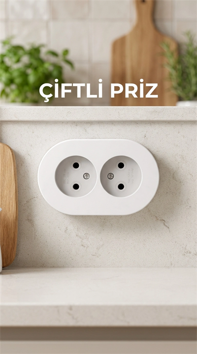İkili Beyaz Topraklı Sıva Üstü Priz - Modern Elektrik Çiftli Priz