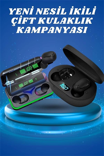 İkili Bluetooth Kulaklık Dijital Göstergeli Uzun Pil Ömrü Yüksek Ses Kaliteli Yeni Nesil
