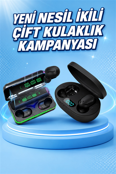 İkili Bluetooth Kulaklık Dijital Göstergeli Uzun Pil Ömrü Yüksek Ses Kaliteli