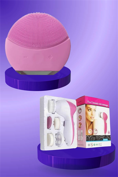 İkili Cilt Bakım Seti 5 Başlıklı Yüz Temizleme ve Masaj Aleti Canlandırıcı ve Onarıcı
