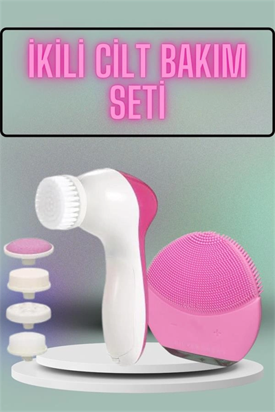 İkili Cilt Bakım Seti 5 Başlıklı Yüz Temizleme ve Masaj Aleti Canlandırıcı ve Onarıcı