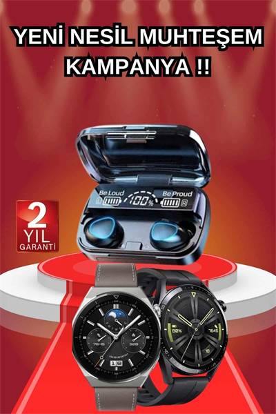 İkili Set Akıllı Saat Ve Bluetooth Kulaklık Kablosuz Uzun Pil Ömrü Spor Modları