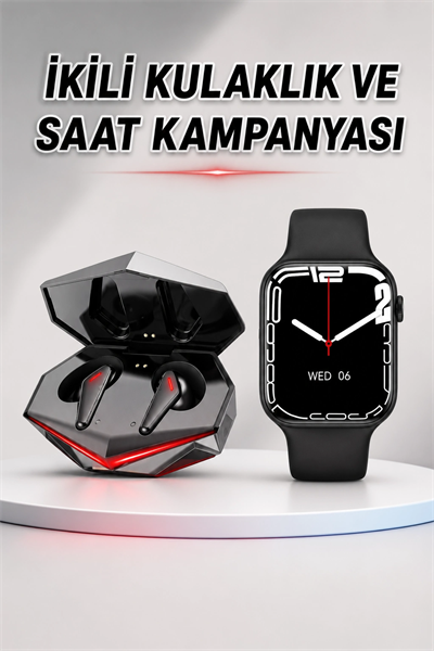 İkili Set Dev Kampanya Ucuz Kulaklık Ucuz Akıllı Saat Gürültü Önleyici Uzun Pil Ömrü