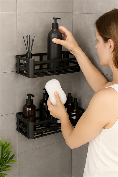 İkili Yapışkanlı Raf Duş Rafı Banyo Rafı Mutfak Rafı Organizer Düzenleyici Saklayıcı Sabunluk Şampuanlık