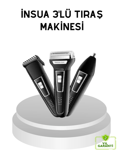 İnsua 3 Başlıklı Profesyonel Tıraş Makinesi – Sıfır Kesim, Hassas Başlık, Güçlü Motor