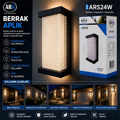 Ip66 50.000 Saat Led Ömrü 22w Berrak Led Aplik Duvar Lambası Ars-348954 Bx40