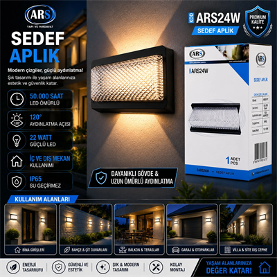 Ip66 50.000 Saat Led Ömrü 22w Sedef Led Aplik Duvar Lambası Ars-348953 Bx40
