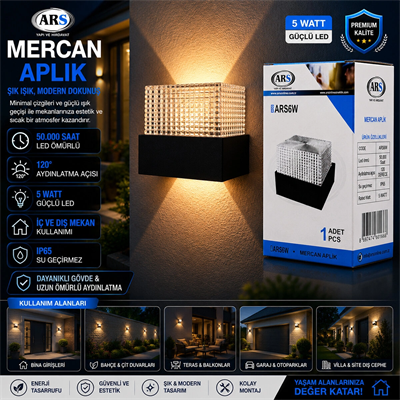 Ip66 50.000 Saat Led Ömrü 5w Mercan Led Aplik Duvar Lambası Ars-348957 Bx40
