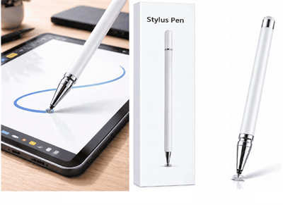 İphone 14 Plus Uyumlu Dokunmatik Stylus Kalem Disk Uçlu Hassas Beyaz Tablet Telefon Çizim Kalemi