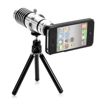 Iphone 5 5s - Iphone 4 4s Için Alüminyum 14x Optik Zoom Yakından Görüntü Çekme Dürbün