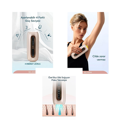 Ipl 3in1 Buz Lazer Epilatör - Epilasyon Cihazı 9 Kademe - Lcd Ekran Tüm Vücut Uygun Sel-6048 Bx40