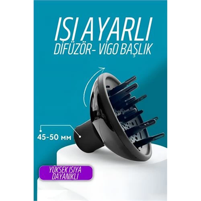 Isı Ayarlamalı Fön Için Difüzör Vigo Başlık Dönerli Profesyonel 721554