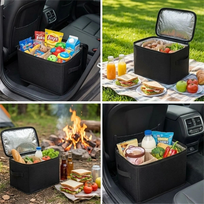 Isı Koruyucu Termal Taşıma Çantası 32 Litre – Araç Bagaj Organizeri, Termos, Katlanabilir Keçe Saklama Çantası 37x27x25 Cm Bx40