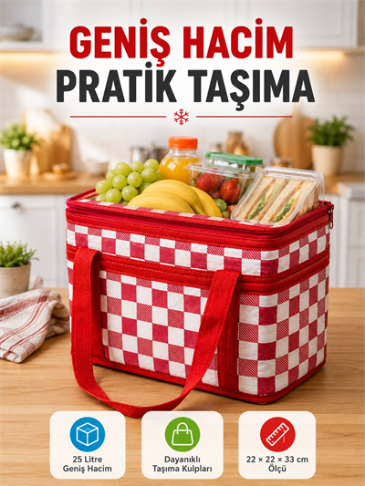 Isı Yalıtımlı Termos Piknik Çantası Geniş Hacimli Soğuk ve Sıcak Taşıma Çantası