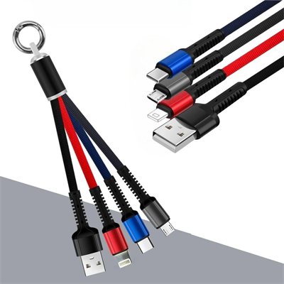 Işıklı Anahtarlık Model 3 İn 1 Usb Çıkışlı Mikro,type-c Ve İphone Uyumlu Şarj Kablosu Bx40