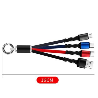 Işıklı Anahtarlık Model 3 in 1 USB Çıkışlı MİKRO,TYPE-C ve İphone Uyumlu Şarj Kablosu (3936)