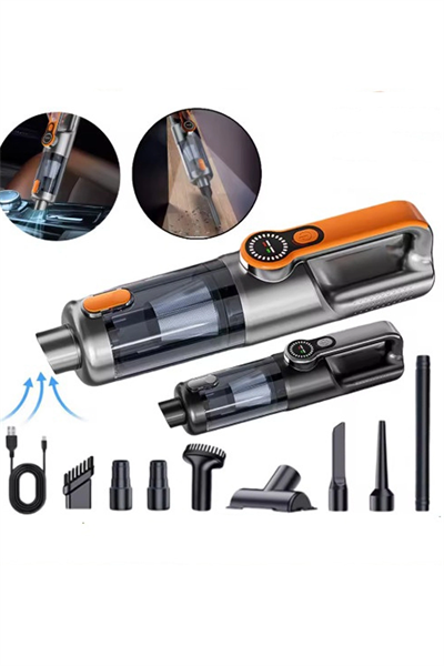 Işıklı Araç Süpürgesi Kablosuz 22.000 Pascal Çekim Gücü Vakum Ve Üfleme 2in1 10başlık Metal Filtreli