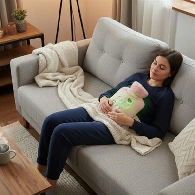 Işıklı Ayıcıklı Figürlü Pembe Peluş Sıcak Su Torbası 1 Lt – Yumuşak Kılıf, Uzun Süre Sıcak Tutan Termal Su Torbası (3936)