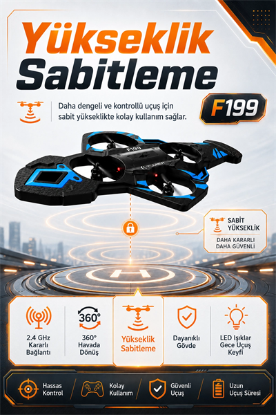 Işıklı Gövdeli Uzaktan Kumandalı Drone Oyuncak 360 Derece Takla Atabilen Uçuş Seti