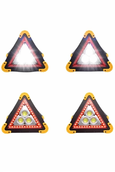 Işıklı İkaz Lambası Reflektör Şarjlı Işıklı Üçgen LED Acil Durum Feneri