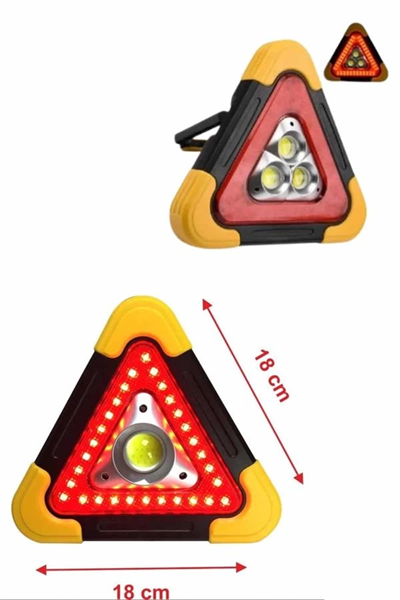 Işıklı İkaz Lambası Reflektör Şarjlı Işıklı Üçgen LED Acil Durum Feneri
