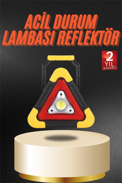 Işıklı İkaz Lambası Reflektör Şarjlı Işıklı Üçgen LED Acil Durum Feneri