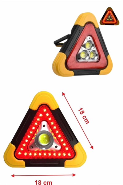 Işıklı İkaz Lambası Reflektör Şarjlı Işıklı Üçgen LED Acil Durum Feneri
