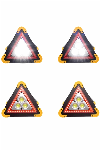 Işıklı İkaz Lambası Reflektör Şarjlı Işıklı Üçgen LED Acil Durum Feneri