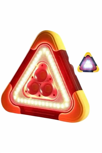 Işıklı İkaz Lambası Reflektör Şarjlı Işıklı Üçgen LED Acil Durum Feneri