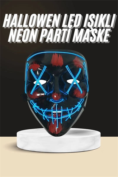 Işıklı Led Maske Parti Eğlence Maskesi Hallowen Neon Maske
