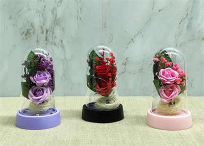 Işıklı Müzikli Romantik Fanus Tekli Gül Alk5007