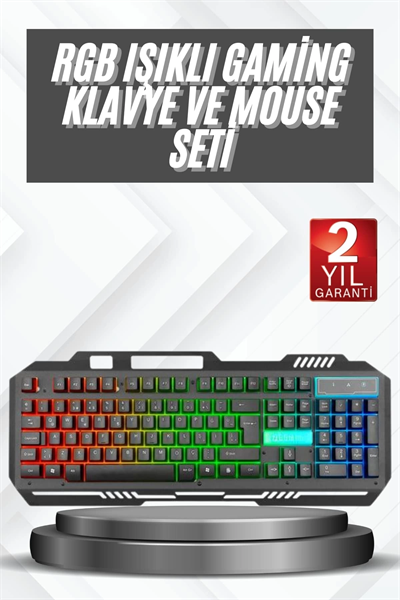Işıklı Oyuncu Q Klavye Mouse Seti Siyah Gaming Oyuncu Klavye