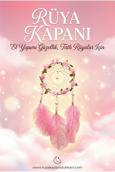 Işıklı Pembe Gül Detaylı El Yapımı Rüya Kapanı - Romantik Duvar Süsü & Hediyelik Düş Kapanı