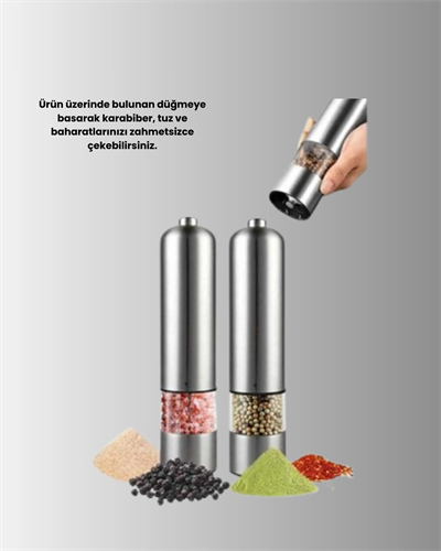 Işıklı Pilli Baharat Değirmeni Taze ve Pratik Öğütme