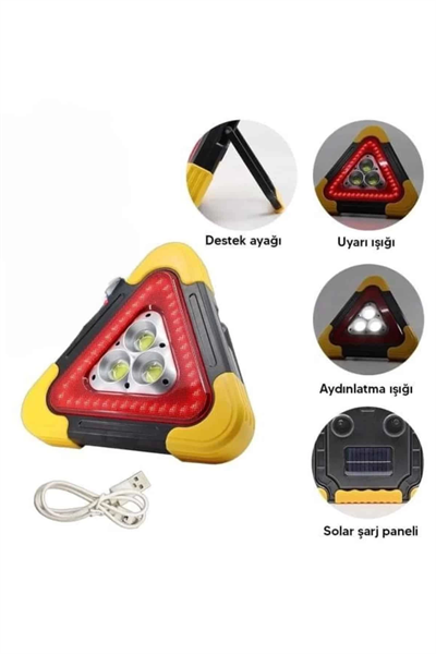 Işıklı Üçgen Reflektör Led Projektör Acil Durum Feneri Flaşör 500 Lümen