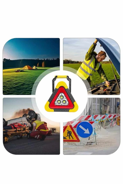 Işıklı Üçgen Reflektör Led Projektör Acil Durum Feneri Flaşör 500 Lümen