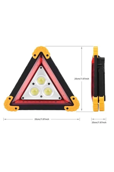 Işıklı Üçgen Reflektör Led Projektör Acil Durum Feneri Flaşör 500 Lümen