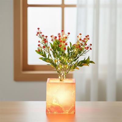 Işıklı Yapay Çiçek – Pembe Saksılı LED Dekoratif Bitki, Masaüstü ve Ev Ofis Aydınlatmalı Süs Bitkisi (3936)