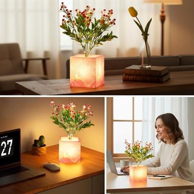 Işıklı Yapay Çiçek – Pembe Saksılı LED Dekoratif Bitki, Masaüstü ve Ev Ofis Aydınlatmalı Süs Bitkisi (3936)