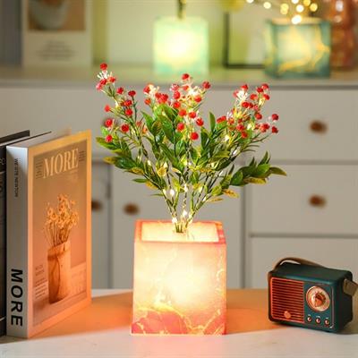 Işıklı Yapay Çiçek – Pembe Saksılı LED Dekoratif Bitki, Masaüstü ve Ev Ofis Aydınlatmalı Süs Bitkisi (3936)