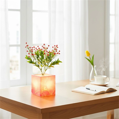 Işıklı Yapay Çiçek – Pembe Saksılı Led Dekoratif Bitki, Masaüstü Ve Ev Ofis Aydınlatmalı Süs Bitkisi Bx40