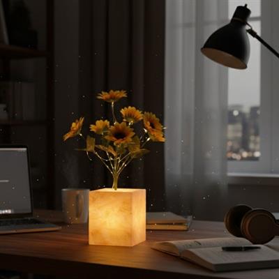 Işıklı Yapay Çiçek – Sarı Saksılı LED Dekoratif Bitki, Masaüstü ve Ev Ofis Aydınlatmalı Süs Bitkisi (3936)