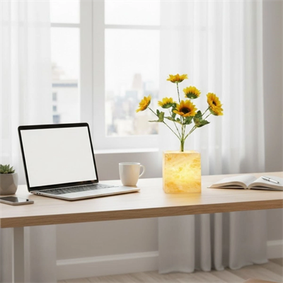 Işıklı Yapay Çiçek – Sarı Saksılı Led Dekoratif Bitki, Masaüstü Ve Ev Ofis Aydınlatmalı Süs Bitkisi Bx40