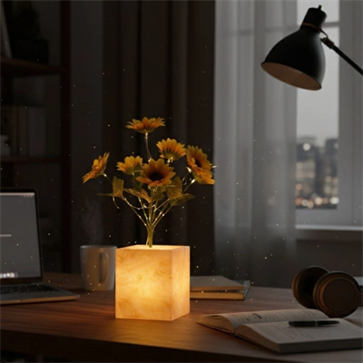 Işıklı Yapay Çiçek – Sarı Saksılı Led Dekoratif Bitki, Masaüstü Ve Ev Ofis Aydınlatmalı Süs Bitkisi Bx40
