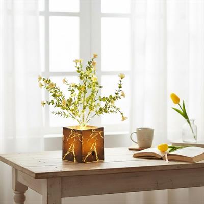 Işıklı Yapay Çiçek – Siyah Saksılı LED Dekoratif Bitki, Masaüstü ve Ev Ofis Aydınlatmalı Süs Bitkisi (3936)