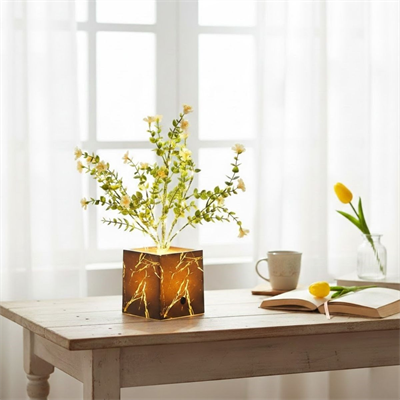 Işıklı Yapay Çiçek – Siyah Saksılı LED Dekoratif Bitki, Masaüstü ve Ev Ofis Aydınlatmalı Süs Bitkisi