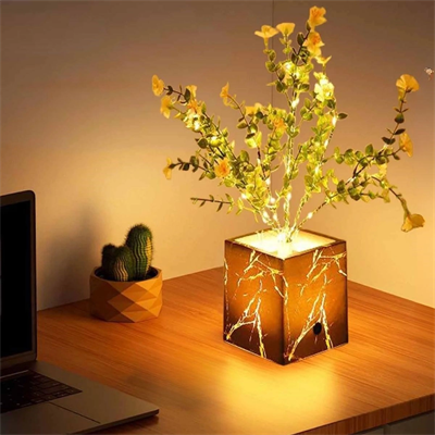 Işıklı Yapay Çiçek – Siyah Saksılı Led Dekoratif Bitki, Masaüstü Ve Ev Ofis Aydınlatmalı Süs Bitkisi Bx40