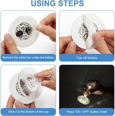 Işıklı Yapışkanlı Bardak Altı Aparatı Ledli 3 Modlu 6 Cm Çap 1 Adet