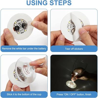 Işıklı Yapışkanlı Bardak Altı Aparatı Ledli 3 Fonksiyonlu 6 cm Çap (3936)