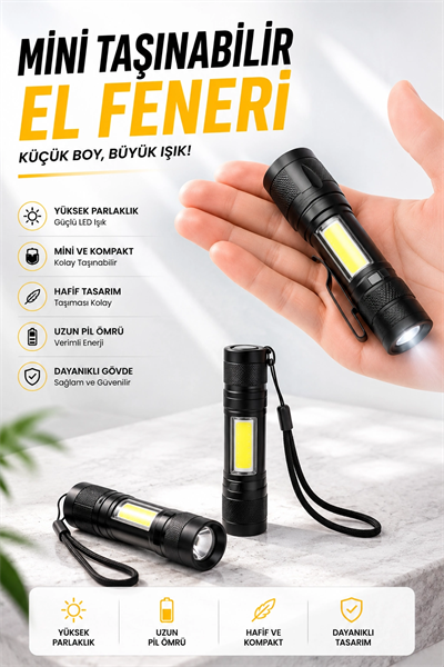 Işıldak El Feneri Kamp Lambası Mini Taşınabilir Acil Durum Lambası Fener Led Işık